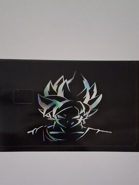 Holographic Saiyan Silhouette Decal Sticker - Black Background Debit Card Skin